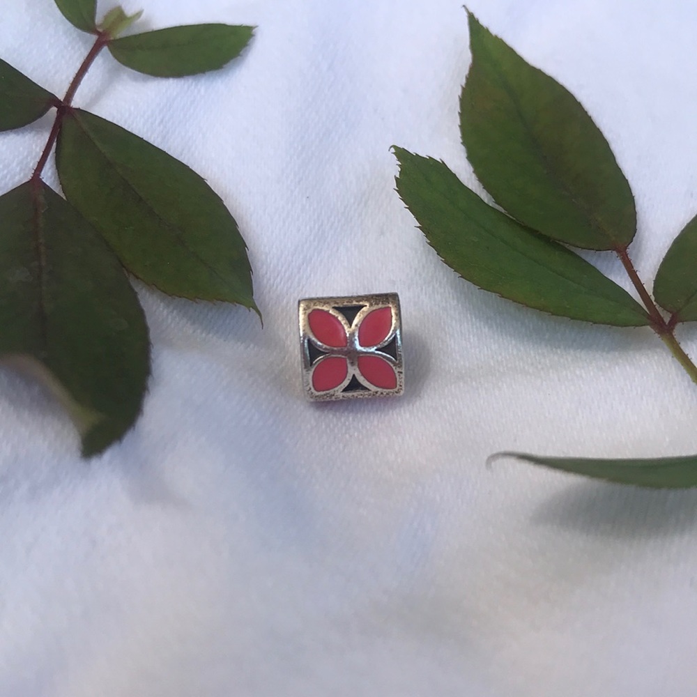 Pandora Retired Pink Enamel Flower Charm